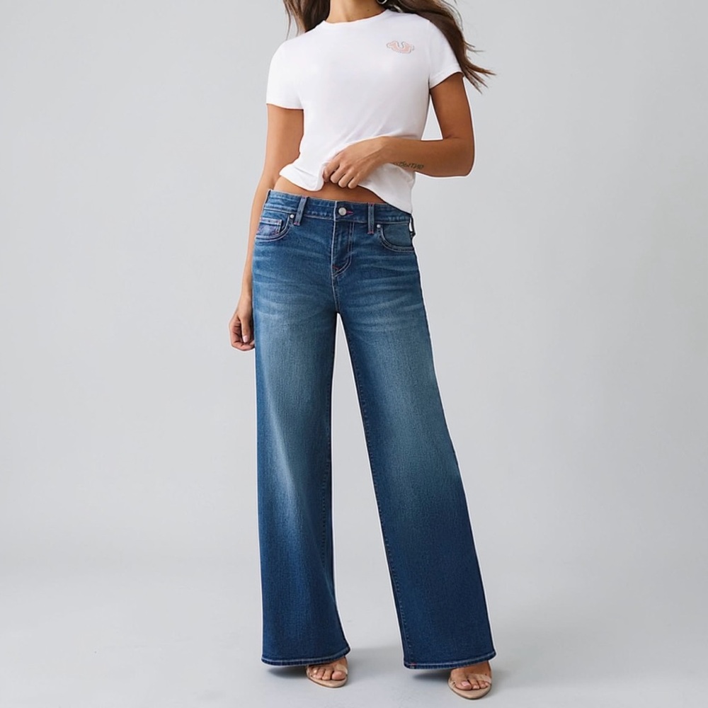 NWT True Religion Bobbi SN Low Slung Baggy Jeans Size 33 Medium Mistletoe Wash